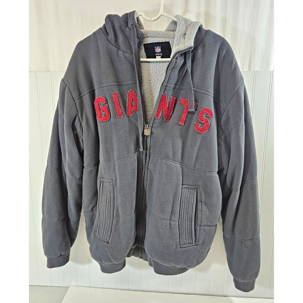 Vintage NFL Pro Line New York Giants NFL Gray/Red Full Zip Hooded Jacket Size M
